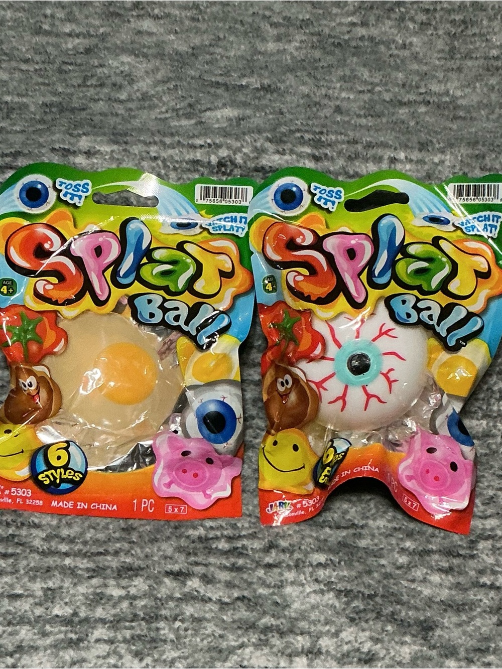 Splat Ball Stress Toy - Yellow Egg & White Eyeball (2 Pack)